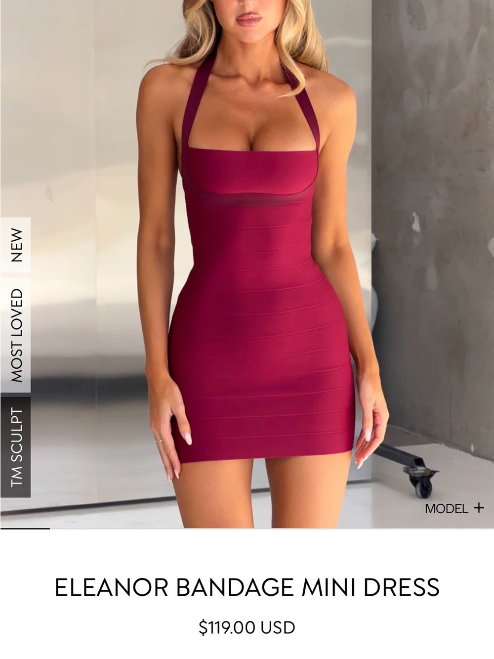 Tiger Mist Eleanor Bandage Mini Dress - Wine Red